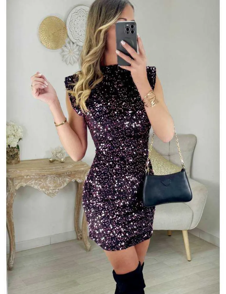 robe_sans_manches_quotpur_1.webp My Look Féminin Robe sans manches "purple sequins" Outlet