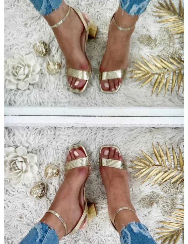 My Look Féminin sandales à petits talons dorées Online