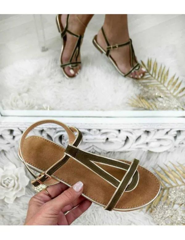 My Look Féminin sandales bi-matière kaki Sale