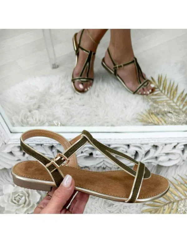 My Look Féminin sandales bi-matière kaki Sale