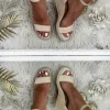 My Look Féminin sandales compensées style daim beige Hot
