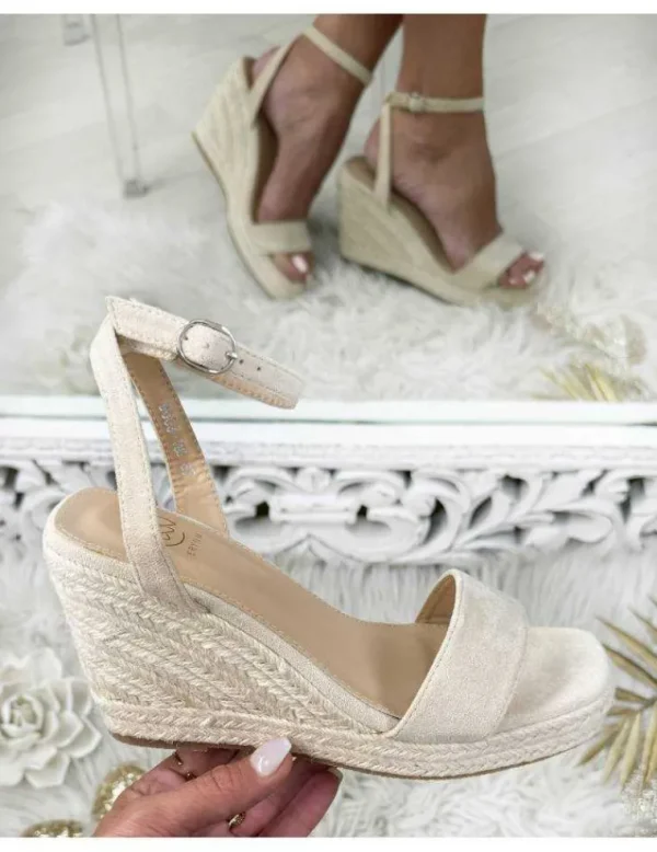 My Look Féminin sandales compensées style daim beige Hot