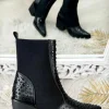 My Look Féminin santiags style cuir et clous noirs Outlet