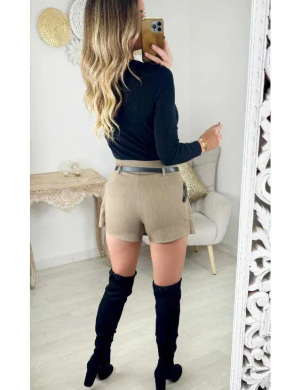 My Look Féminin Short effet jupe taupe foncé Discount