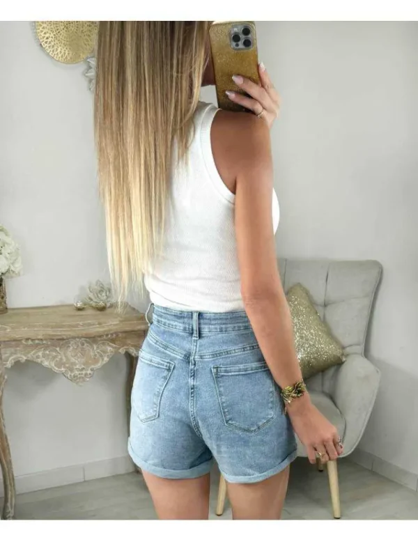 My Look Féminin short en jeans bleu basique Best