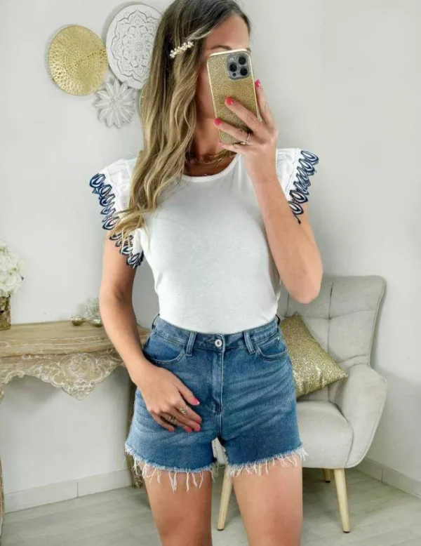 My Look Féminin short en jeans bleu usé Discount