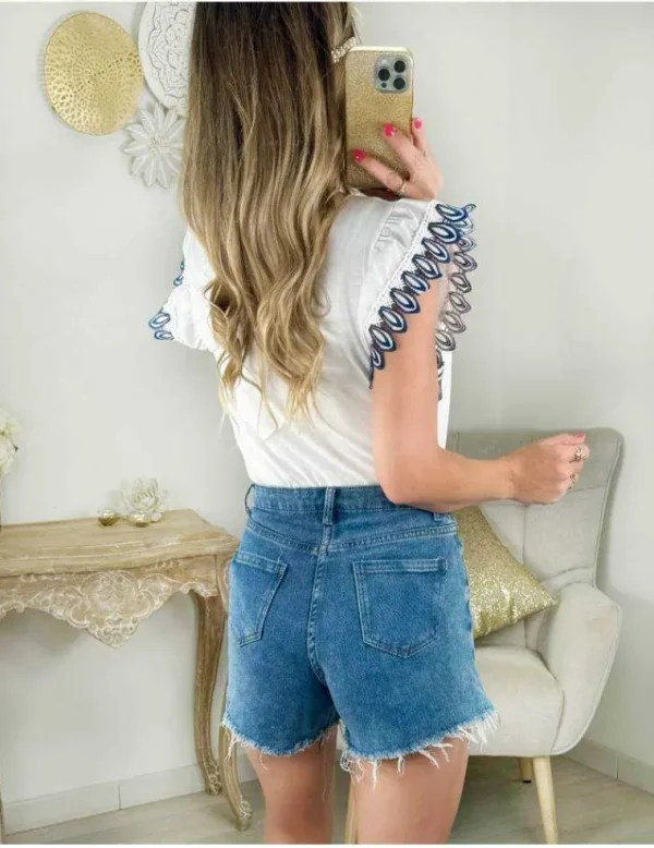My Look Féminin short en jeans bleu usé Discount