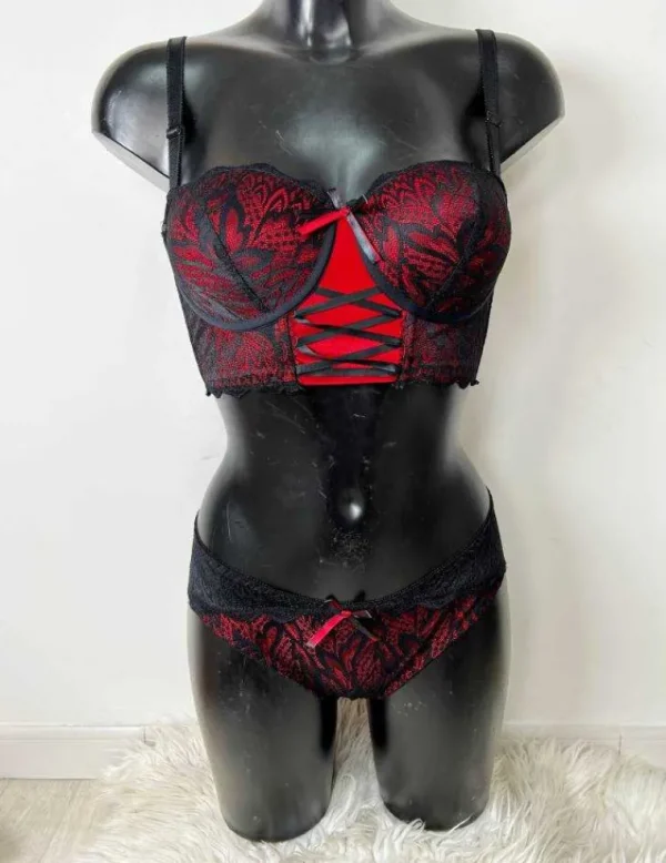 My Look Féminin Soutien-gorge effet corset " Red & Black " Fashion
