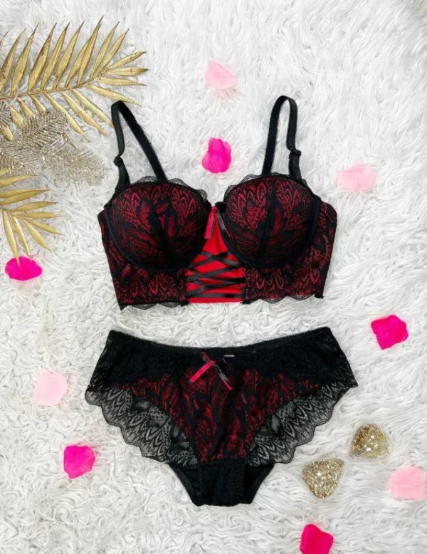 My Look Féminin Soutien-gorge effet corset " Red & Black " Fashion