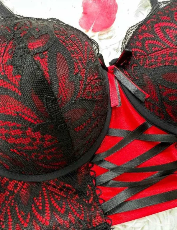 My Look Féminin Soutien-gorge effet corset " Red & Black " Fashion