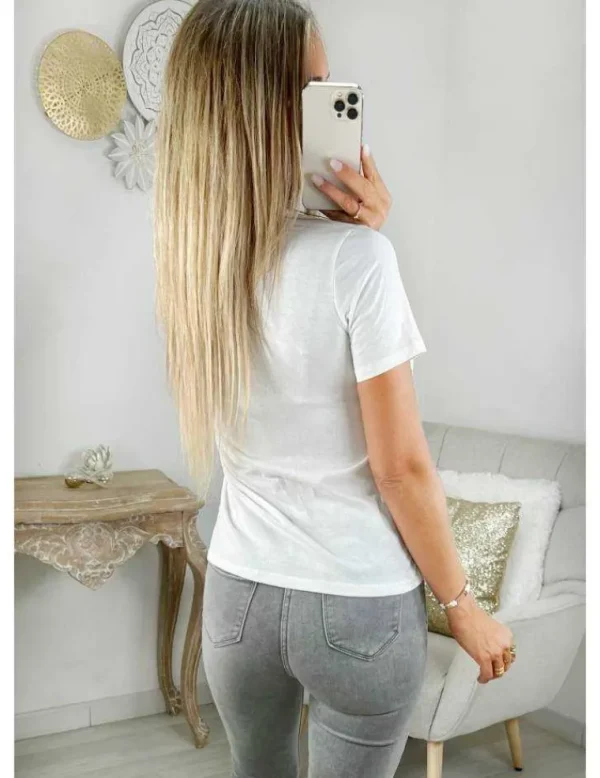 My Look Féminin tee shirt blanc et broderie Outlet