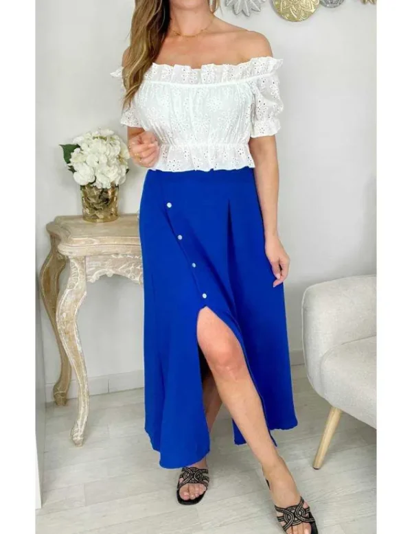 My Look Féminin Top blanc "broderie" Online