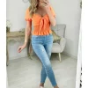 My Look Féminin top orange flashy noué & smocké Clearance