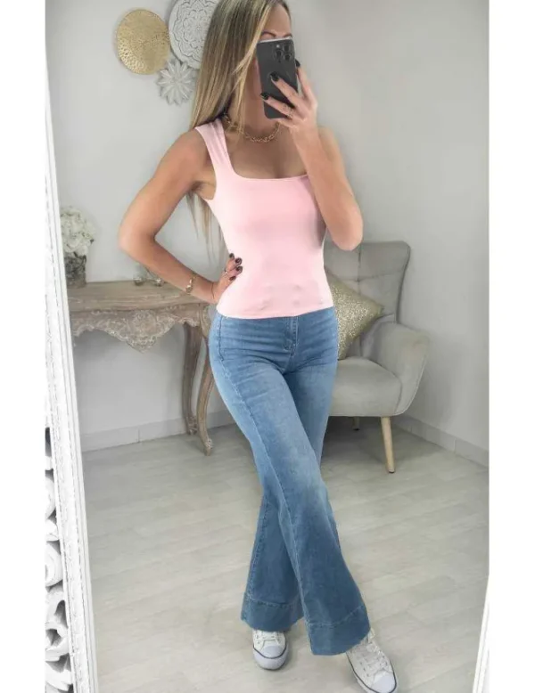 My Look Féminin Top rose pâle lycra Best
