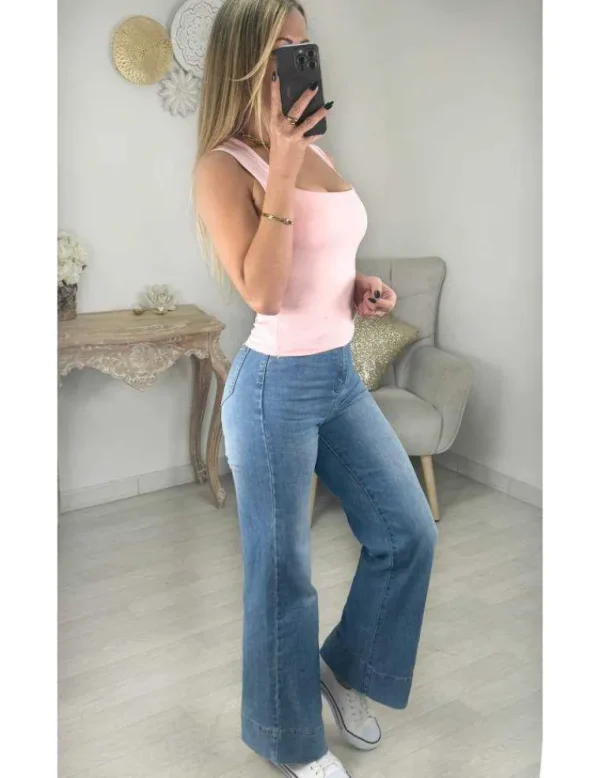 My Look Féminin Top rose pâle lycra Best