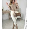 My Look Féminin Top style velours taupe noué New
