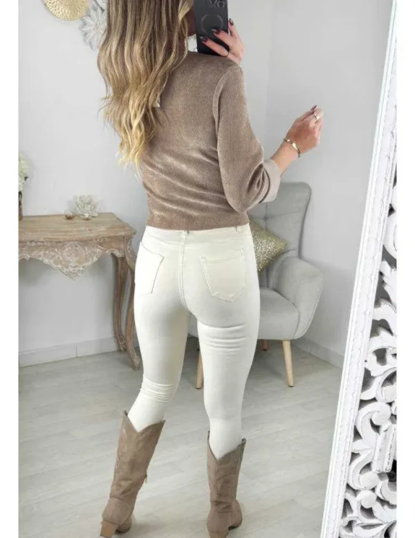 My Look Féminin Top style velours taupe noué New