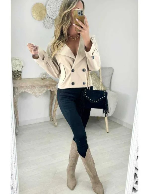 My Look Féminin Trench beige court Outlet