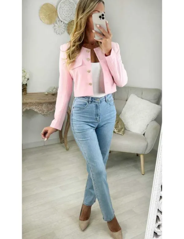 My Look Féminin veste courte rose tendre New