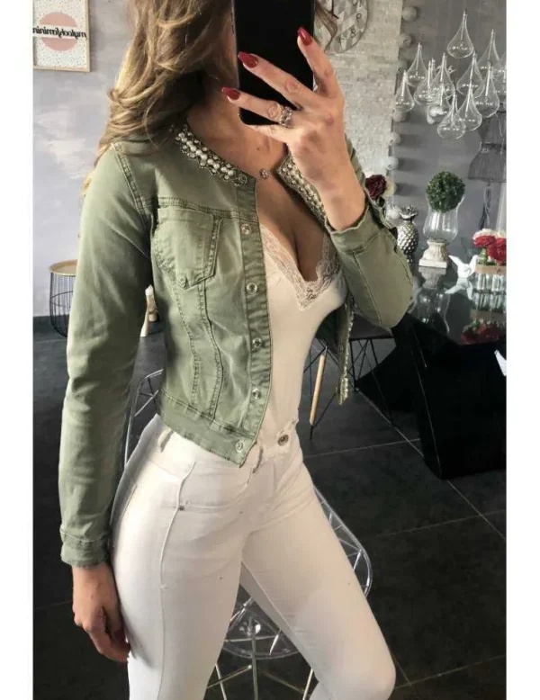 My Look Féminin Veste kaki "précieuse" Outlet