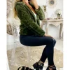 My Look Féminin Veste kaki zippée "style fourrure et capuche" Sale