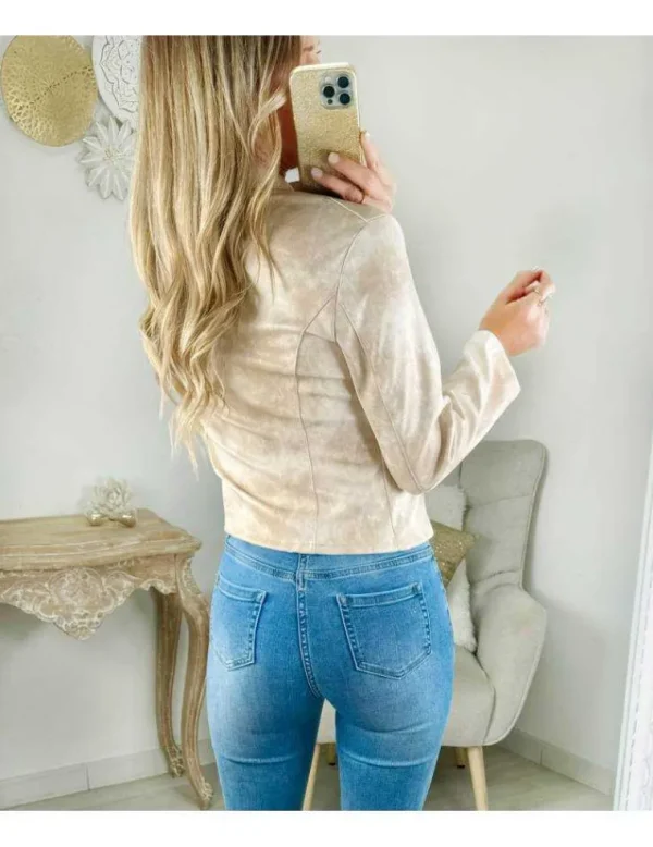 My Look Féminin veste zippée beige style cuir Outlet